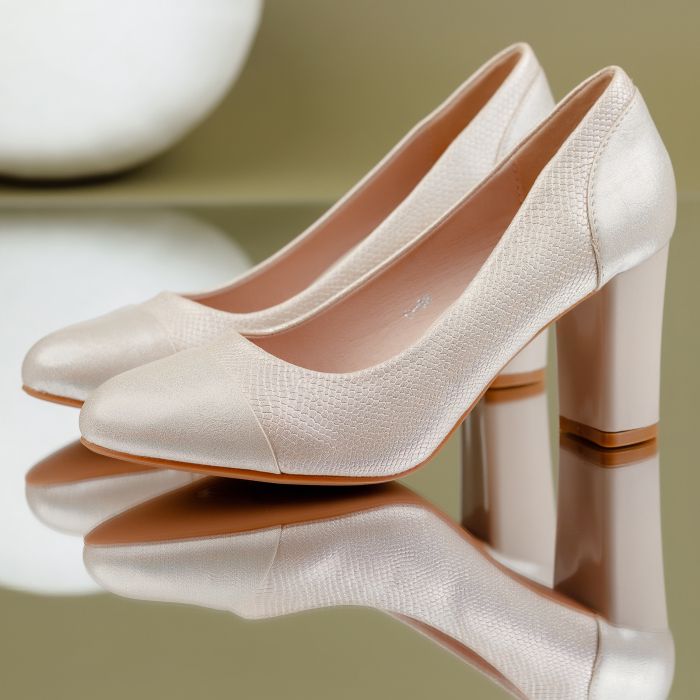 Pantofi Dama cu Toc Samara Roz-Aurii #7050M