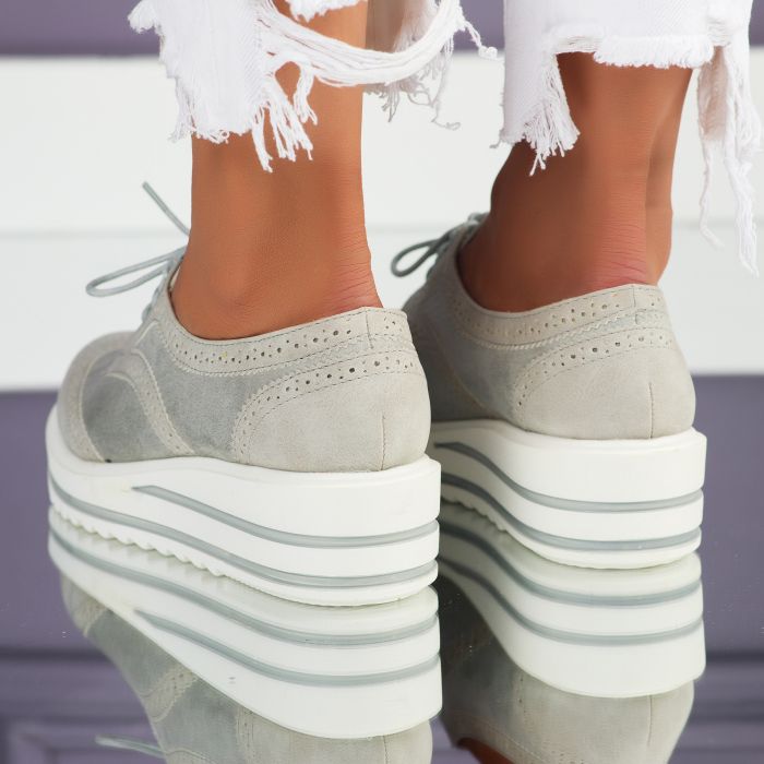 Pantofi Casual Dama Evolet Gri #9353