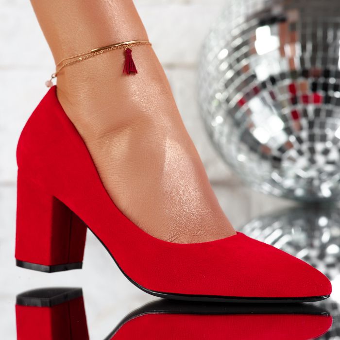 Pantofi Dama cu Toc Miller Rosii #9642