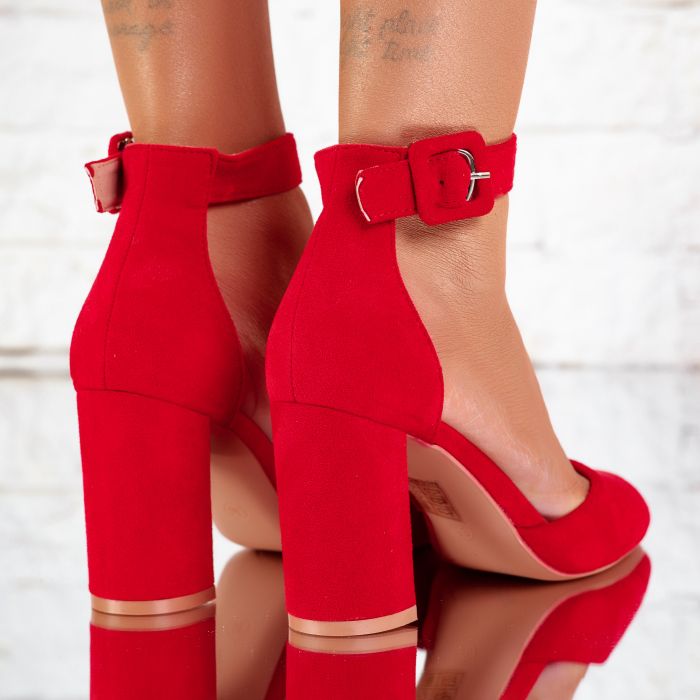 Pantofi Dama cu Toc Hannah Rosii #9653