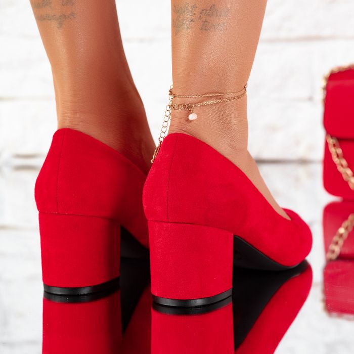 Pantofi Dama cu Toc Emotion Rosii #9629