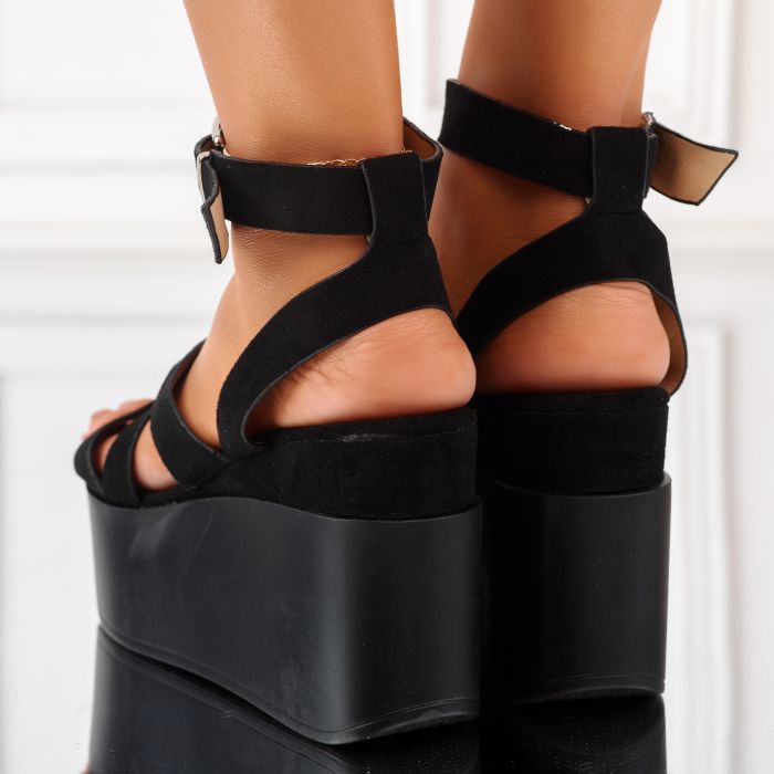 Sandale Dama cu Platforma Elisa Negre #10101