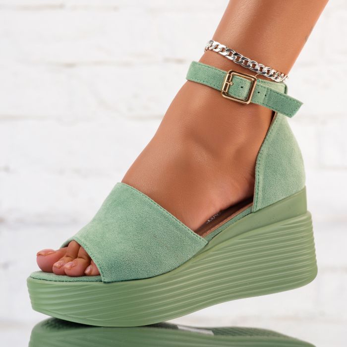 Дамски сандали с платформата Tyga зелено #10253