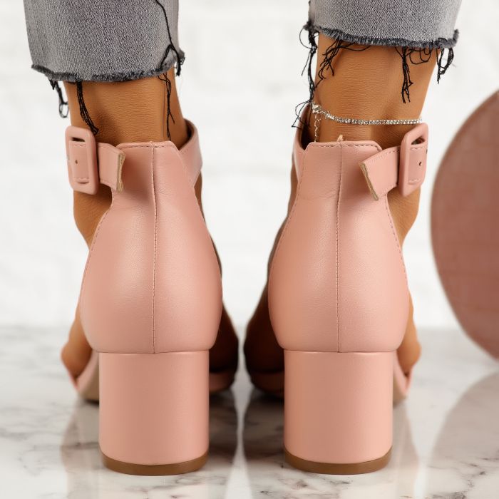 Дамски сандали на ток Clover розово #10865