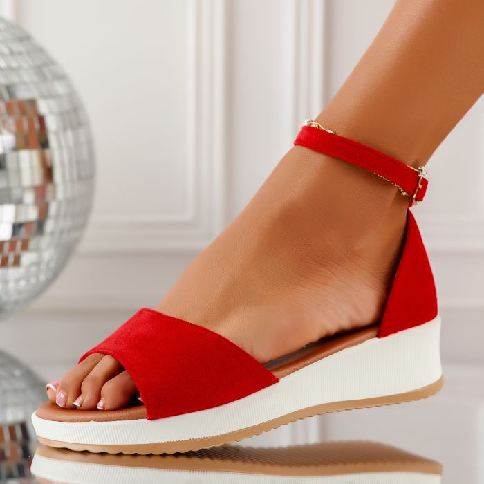 Дамски сандали на платформа Pam червен #11074