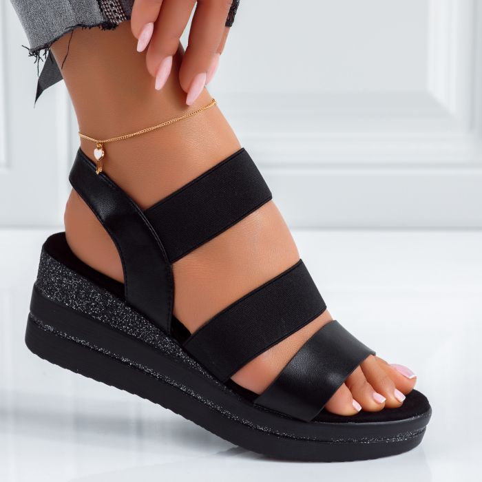 Sandale Dama cu Platforma Venda Negre #11167