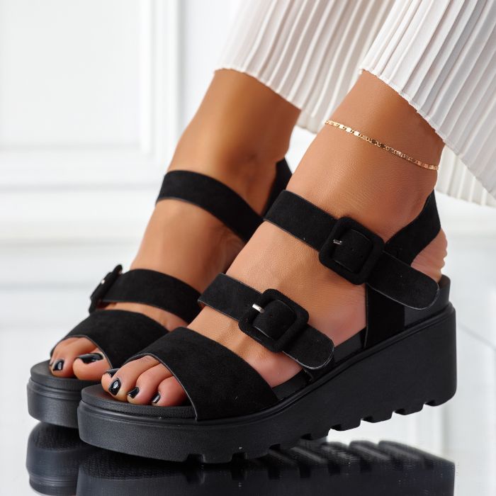 Дамски сандали на платформа Kristy Черен #11337