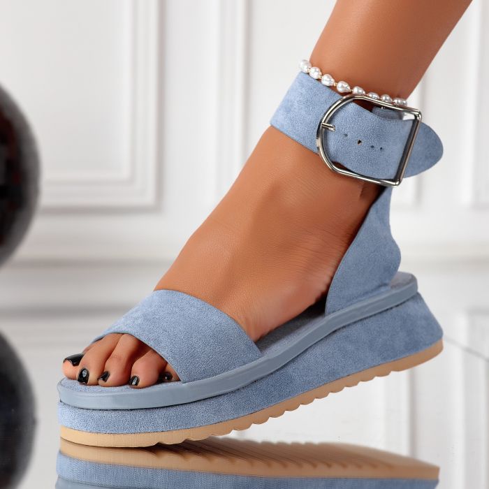 Дамски сандали на платформа Nina Син #11374