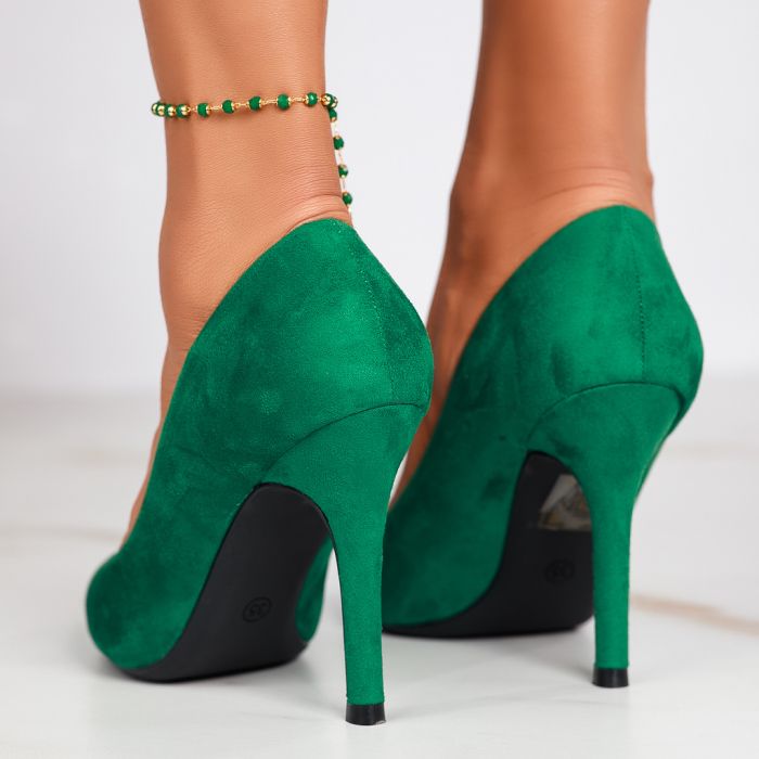 Дамски обувки с ток Yumi зелено #12382