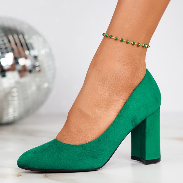 Дамски обувки с ток Andrew зелено #12406
