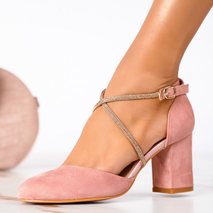 Дамски обувки с ток Luiza розово #13345