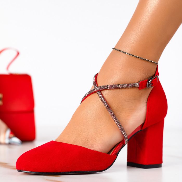 Дамски обувки с ток Luiza червен #13346