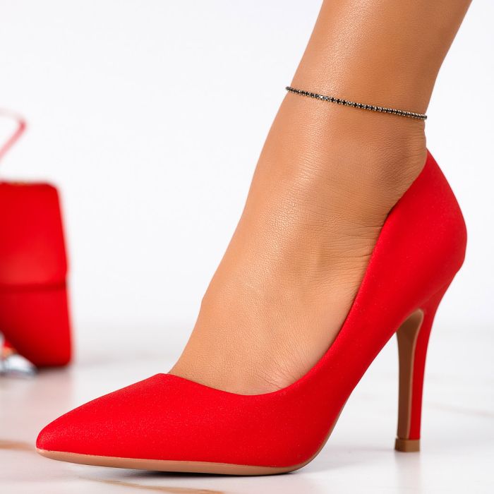 Дамски обувки с ток Chase червен #13350