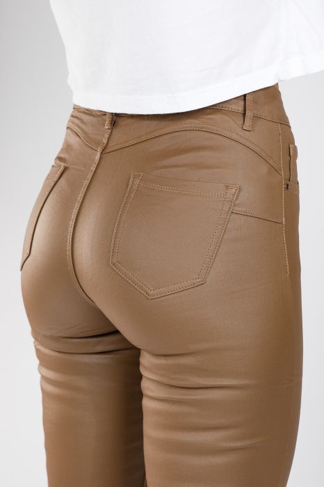 Дамски восъчен панталон, ватиран с кафява подплата #A326